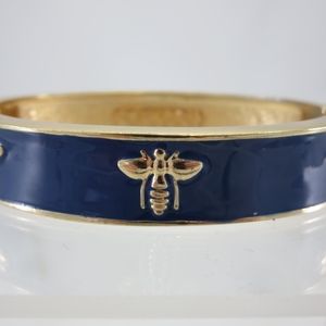 Enamel Bee Clamper Bracelet - Blue Bangle Fornash